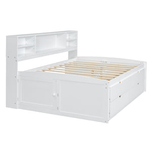 HomeRoots White Wood Full Bed Frame with Storage Drawers - Stylish, Sturdy, and Perfect for Any Bedroom Decor! 602063