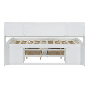 HomeRoots White Wood Full Bed Frame with Storage Drawers - Stylish, Sturdy, and Perfect for Any Bedroom Decor! 602063