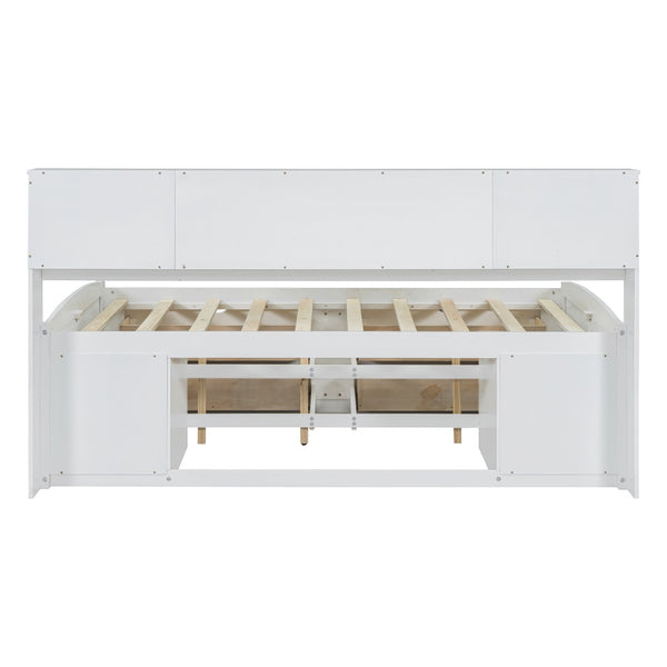 HomeRoots White Wood Full Bed Frame with Storage Drawers - Stylish, Sturdy, and Perfect for Any Bedroom Decor! 602063