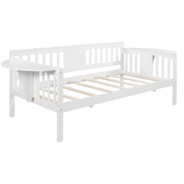 HomeRoots White Wood Twin Day Bed - Elegant Multi-Functional Sofa & Sleeper for Small Spaces & Guest Rooms 602068