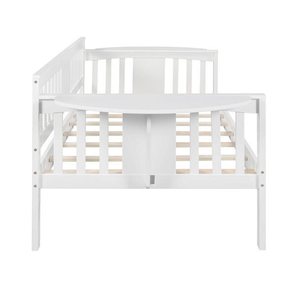 HomeRoots White Wood Twin Day Bed - Elegant Multi-Functional Sofa & Sleeper for Small Spaces & Guest Rooms 602068