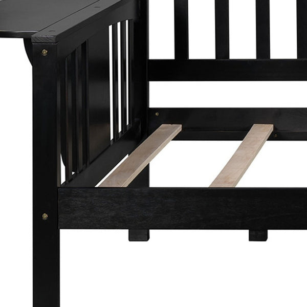 HomeRoots Espresso Wood Twin Day Bed - Sleek Modern Design for Versatile Seating and Comfortable Sleeping Space 602069