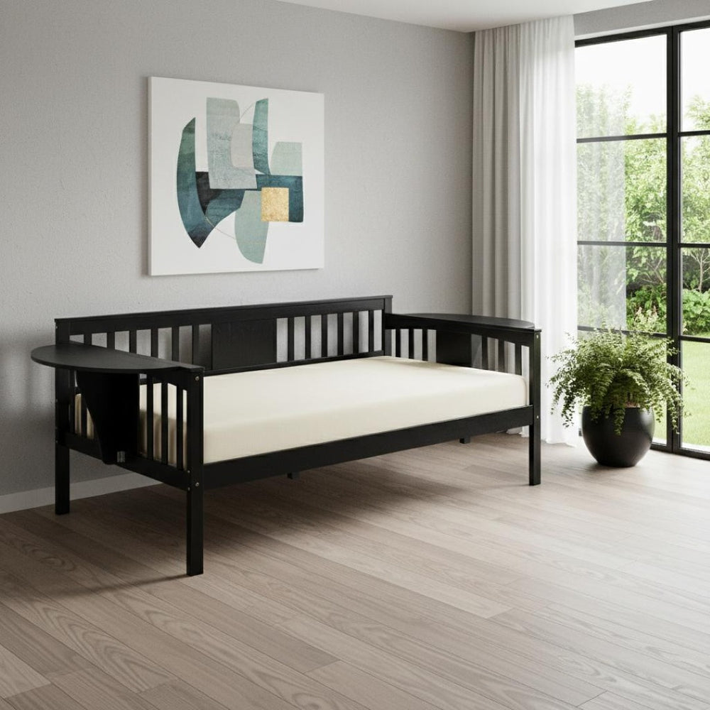 HomeRoots Espresso Wood Twin Day Bed - Sleek Modern Design for Versatile Seating and Comfortable Sleeping Space 602069