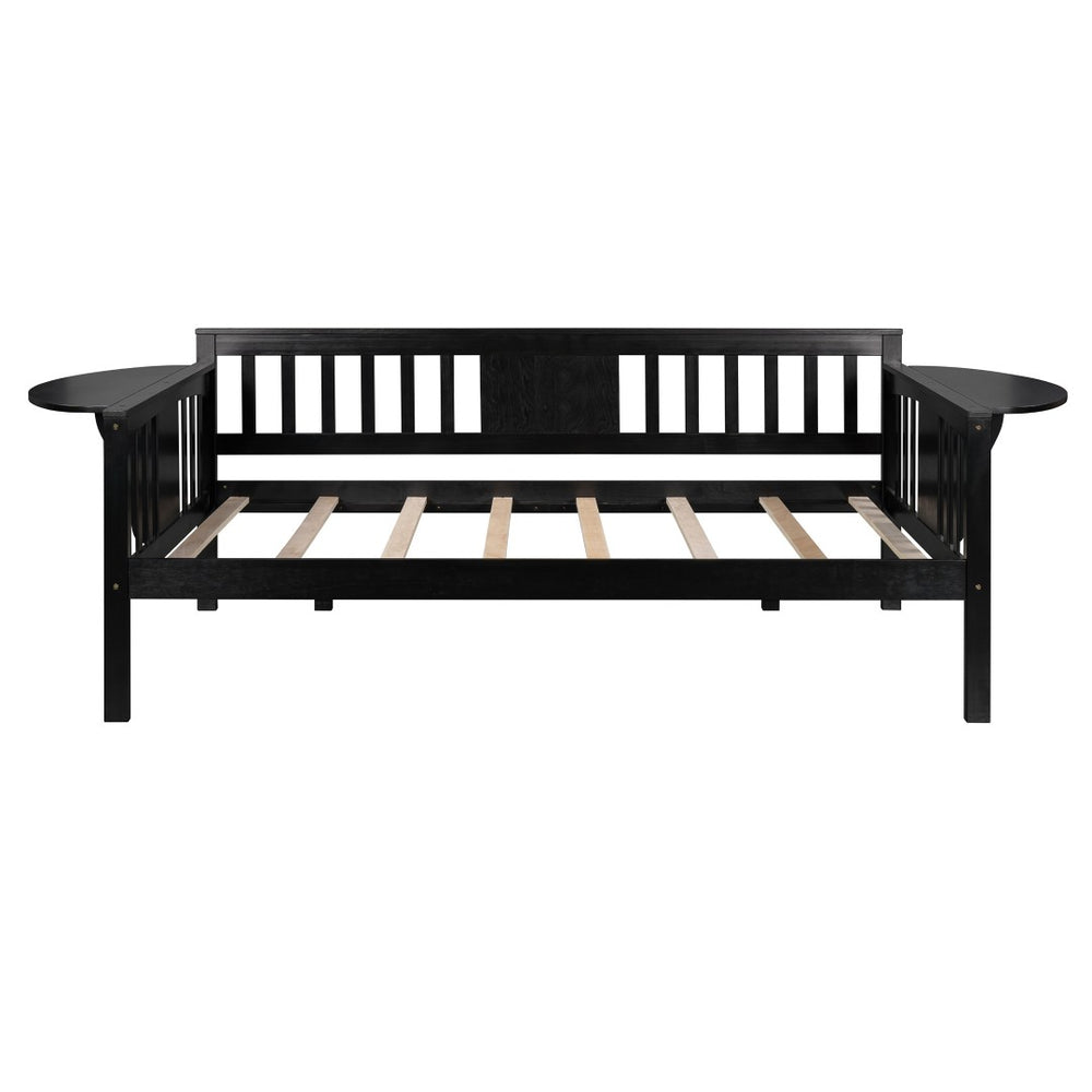 HomeRoots Espresso Wood Twin Day Bed - Sleek Modern Design for Versatile Seating and Comfortable Sleeping Space 602069
