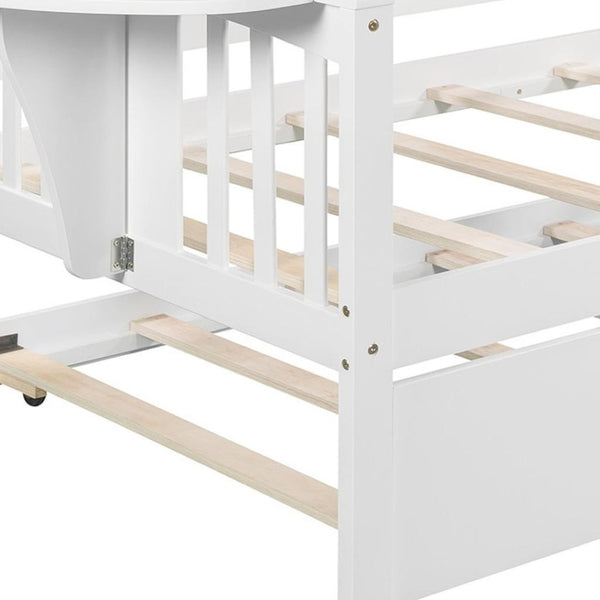 HomeRoots White Wood Twin Day Bed with Trundle - Stylish Multi-Functional Sofa & Bed for Small Spaces 602070