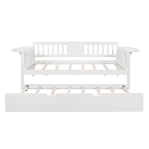 HomeRoots White Wood Twin Day Bed with Trundle - Stylish Multi-Functional Sofa & Bed for Small Spaces 602070