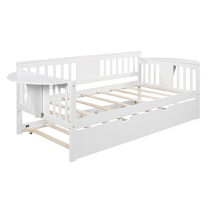 HomeRoots White Wood Twin Day Bed with Trundle - Stylish Multi-Functional Sofa & Bed for Small Spaces 602070