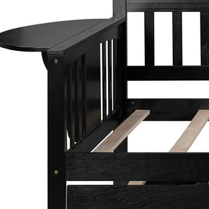 HomeRoots Espresso Twin Bed Frame with Trundle - Stylish Solid Wood Design for Space-Saving Sleep Solutions 602071