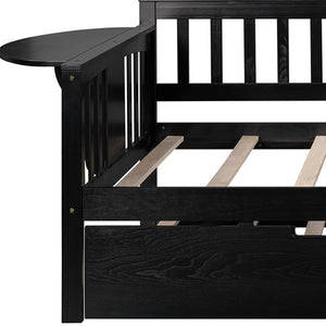 HomeRoots Espresso Twin Bed Frame with Trundle - Stylish Solid Wood Design for Space-Saving Sleep Solutions 602071