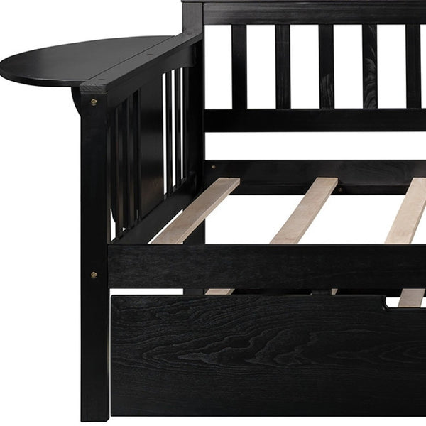 HomeRoots Espresso Twin Bed Frame with Trundle - Stylish Solid Wood Design for Space-Saving Sleep Solutions 602071