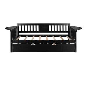 HomeRoots Espresso Twin Bed Frame with Trundle - Stylish Solid Wood Design for Space-Saving Sleep Solutions 602071