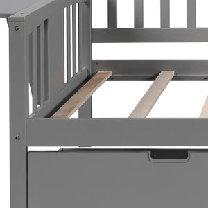 HomeRoots Gray Twin Day Bed with Stylish Drawers - Modern Wood Frame, Versatile Storage & Chic Design 602072