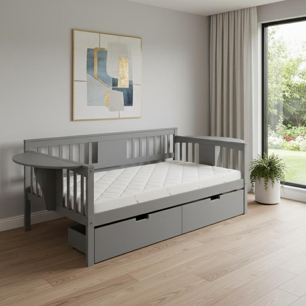 HomeRoots Gray Twin Day Bed with Stylish Drawers - Modern Wood Frame, Versatile Storage & Chic Design 602072