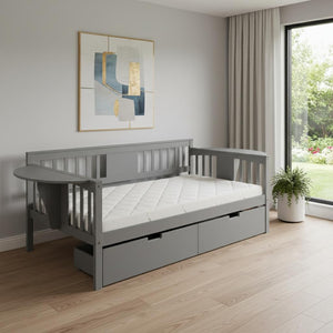 HomeRoots Gray Twin Day Bed with Stylish Drawers - Modern Wood Frame, Versatile Storage & Chic Design 602072