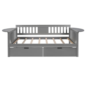 HomeRoots Gray Twin Day Bed with Stylish Drawers - Modern Wood Frame, Versatile Storage & Chic Design 602072