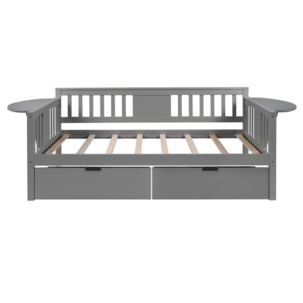 HomeRoots Gray Twin Day Bed with Stylish Drawers - Modern Wood Frame, Versatile Storage & Chic Design 602072