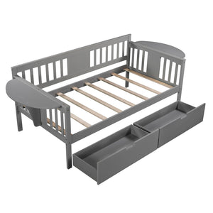HomeRoots Gray Twin Day Bed with Stylish Drawers - Modern Wood Frame, Versatile Storage & Chic Design 602072