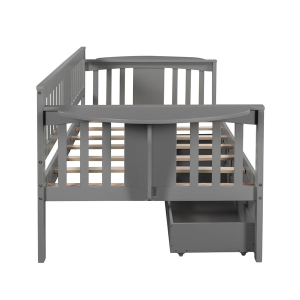 HomeRoots Gray Twin Day Bed with Stylish Drawers - Modern Wood Frame, Versatile Storage & Chic Design 602072