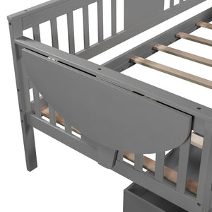 HomeRoots Gray Twin Day Bed with Stylish Drawers - Modern Wood Frame, Versatile Storage & Chic Design 602072