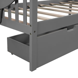 HomeRoots Gray Twin Day Bed with Stylish Drawers - Modern Wood Frame, Versatile Storage & Chic Design 602072