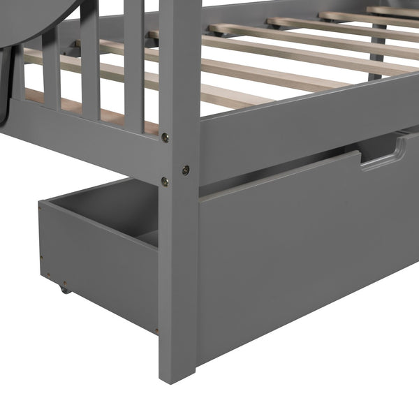 HomeRoots Gray Twin Day Bed with Stylish Drawers - Modern Wood Frame, Versatile Storage & Chic Design 602072