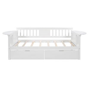 HomeRoots White Wood Twin Day Bed with Under-Bed Storage Drawers – Stylish, Durable, Perfect for Any Room 602073