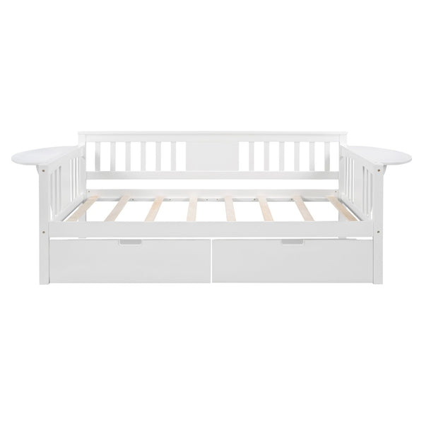HomeRoots White Wood Twin Day Bed with Under-Bed Storage Drawers – Stylish, Durable, Perfect for Any Room 602073