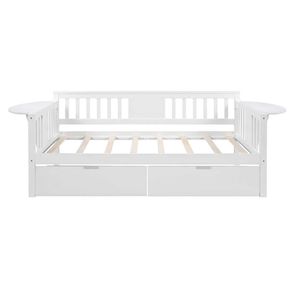 HomeRoots White Wood Twin Day Bed with Under-Bed Storage Drawers – Stylish, Durable, Perfect for Any Room 602073