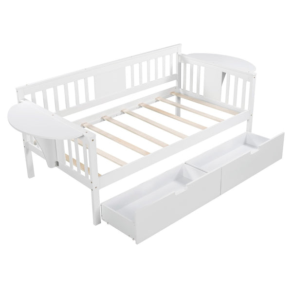 HomeRoots White Wood Twin Day Bed with Under-Bed Storage Drawers – Stylish, Durable, Perfect for Any Room 602073