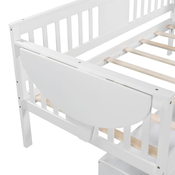 HomeRoots White Wood Twin Day Bed with Under-Bed Storage Drawers – Stylish, Durable, Perfect for Any Room 602073