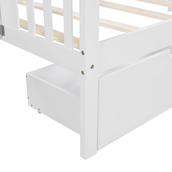 HomeRoots White Wood Twin Day Bed with Under-Bed Storage Drawers – Stylish, Durable, Perfect for Any Room 602073