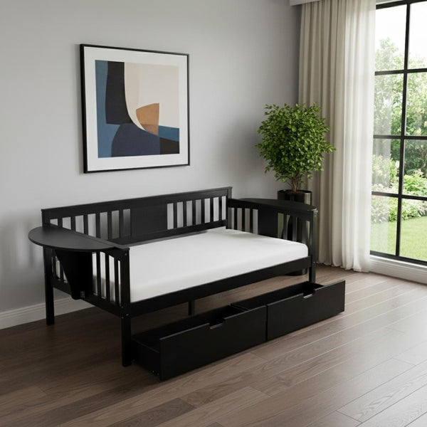 HomeRoots Espresso Wood Twin Day Bed – Versatile Sofa & Bed Combo for Compact Spaces, Modern Style & Comfort 602074