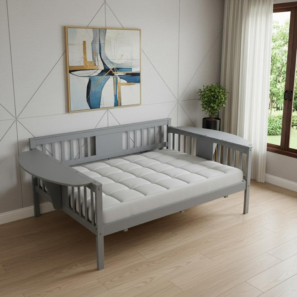HomeRoots Gray Wood Full Day Bed - Versatile, Modern Design for Stylish Seating and Comfortable Sleep Solutions 602075