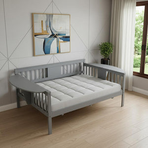 HomeRoots Gray Wood Full Day Bed - Versatile, Modern Design for Stylish Seating and Comfortable Sleep Solutions 602075