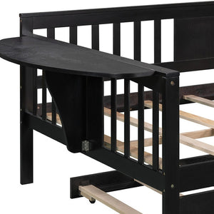 HomeRoots Espresso Wood Full Day Bed with Trundle - Stylish Multi-Functional Solution for Any Space! 602078