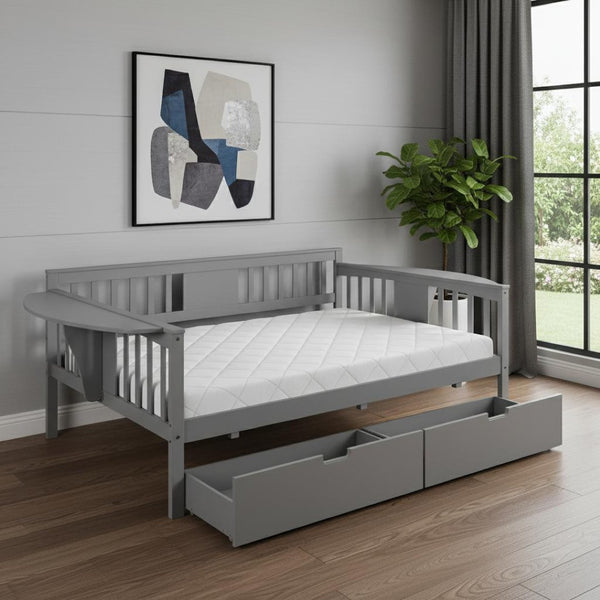 HomeRoots Gray Wood Full Day Bed with Under-Bed Storage Drawers - Modern Design for Versatile Living Spaces 602079