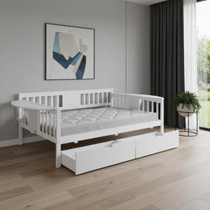 HomeRoots White Wood Full Daybed with Drawers - Versatile Comfort for Living Spaces, Guest Rooms & More! 602080