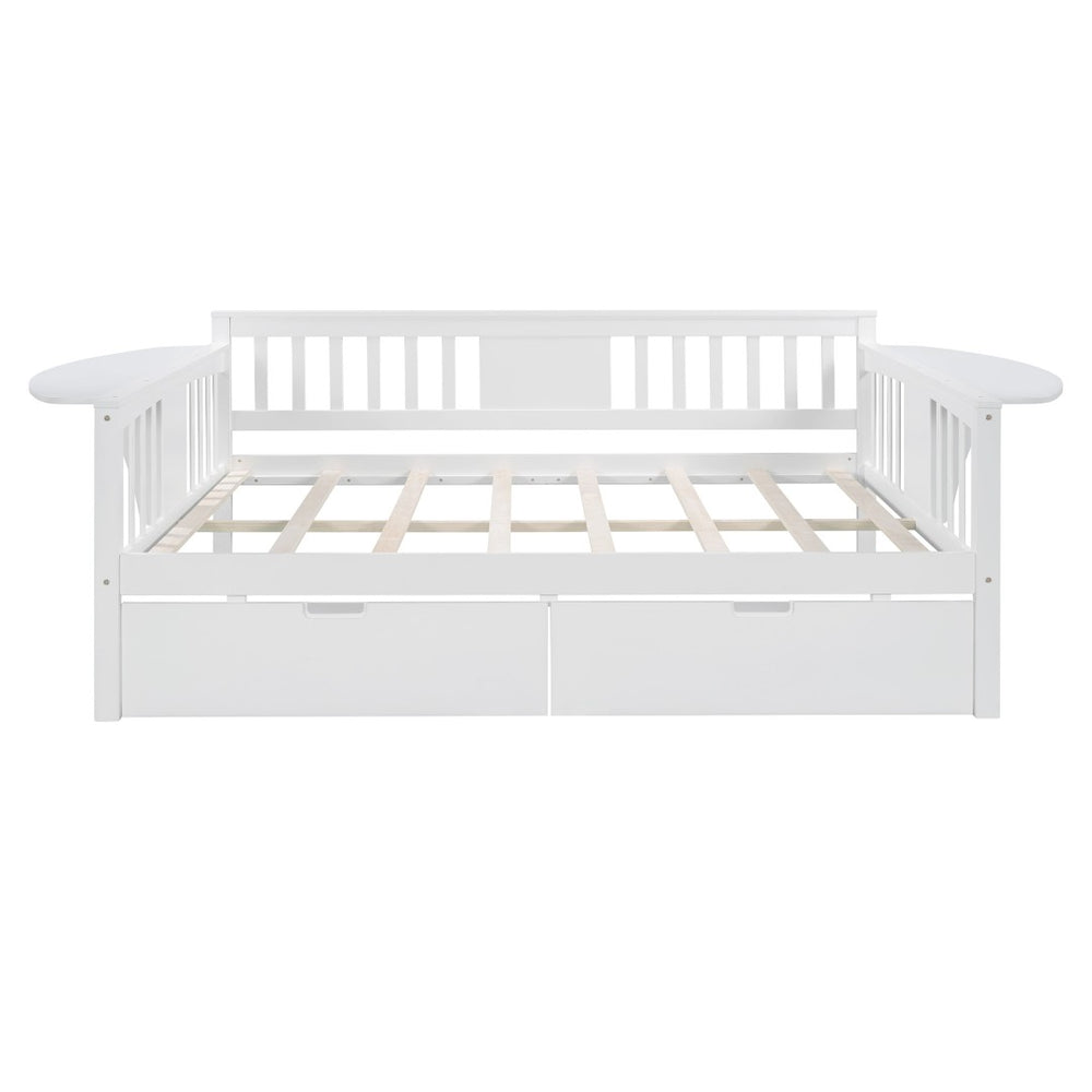HomeRoots White Wood Full Daybed with Drawers - Versatile Comfort for Living Spaces, Guest Rooms & More! 602080
