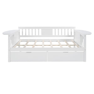 HomeRoots White Wood Full Daybed with Drawers - Versatile Comfort for Living Spaces, Guest Rooms & More! 602080