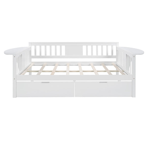 HomeRoots White Wood Full Daybed with Drawers - Versatile Comfort for Living Spaces, Guest Rooms & More! 602080