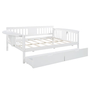 HomeRoots White Wood Full Daybed with Drawers - Versatile Comfort for Living Spaces, Guest Rooms & More! 602080