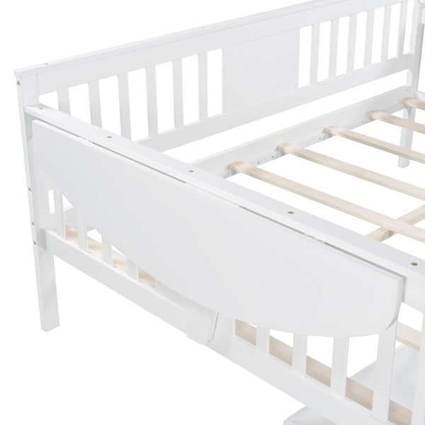 HomeRoots White Wood Full Daybed with Drawers - Versatile Comfort for Living Spaces, Guest Rooms & More! 602080