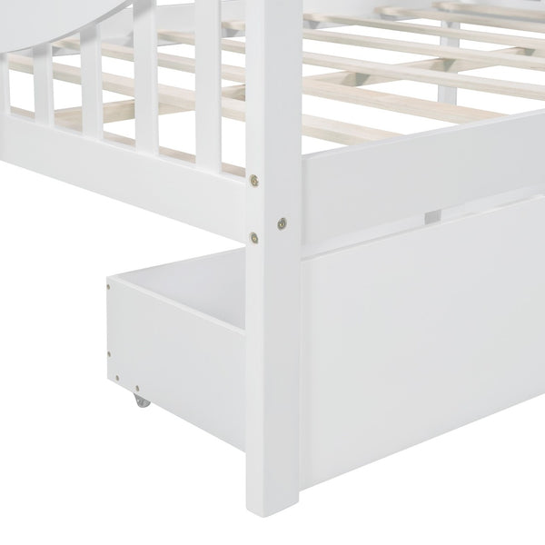 HomeRoots White Wood Full Daybed with Drawers - Versatile Comfort for Living Spaces, Guest Rooms & More! 602080