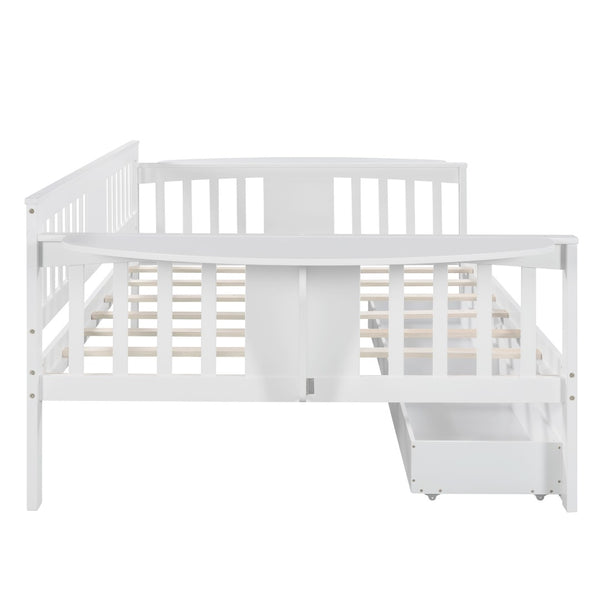 HomeRoots White Wood Full Daybed with Drawers - Versatile Comfort for Living Spaces, Guest Rooms & More! 602080