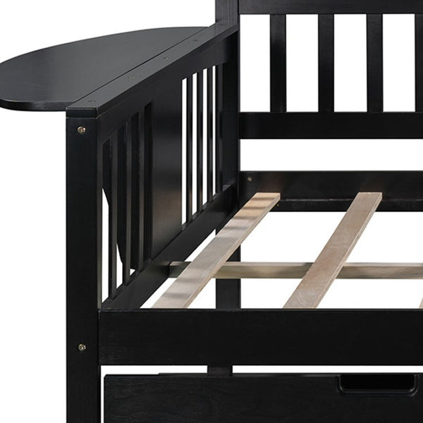 HomeRoots Espresso Wood Full Day Bed with Storage Drawers - Stylish, Versatile Sofa & Guest Bed Solution 602081