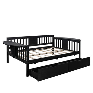 HomeRoots Espresso Wood Full Day Bed with Storage Drawers - Stylish, Versatile Sofa & Guest Bed Solution 602081