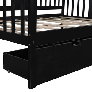HomeRoots Espresso Wood Full Day Bed with Storage Drawers - Stylish, Versatile Sofa & Guest Bed Solution 602081