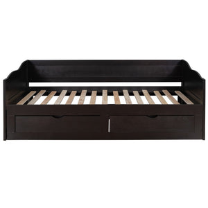 HomeRoots Espresso Wood Twin Daybed with Drawers – Stylish Versatile Seating & Sleeping Solution for Any Room 602084