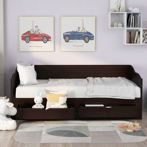 HomeRoots Espresso Wood Twin Daybed with Drawers – Stylish Versatile Seating & Sleeping Solution for Any Room 602084