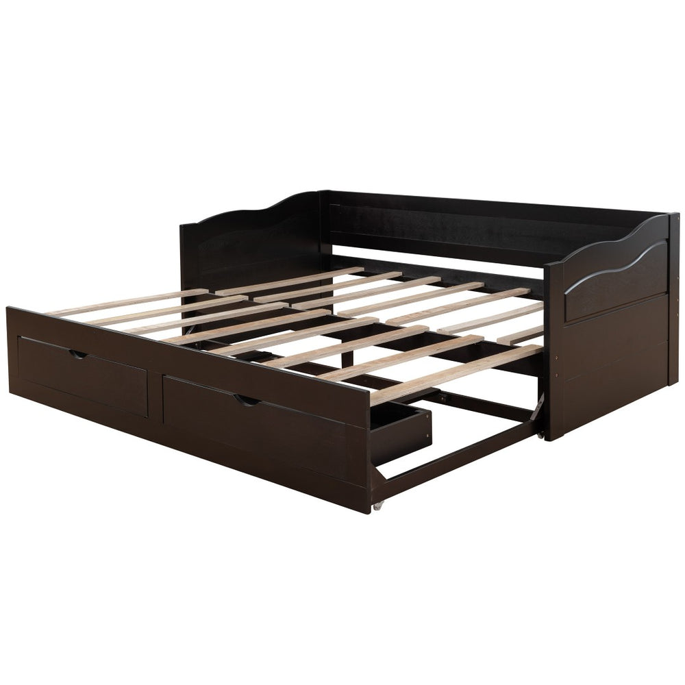 HomeRoots Espresso Wood Twin Daybed with Drawers – Stylish Versatile Seating & Sleeping Solution for Any Room 602084